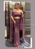 Sequin embroidered shrug, tube choli and draped skirt set - ETI-003 - product image 4
