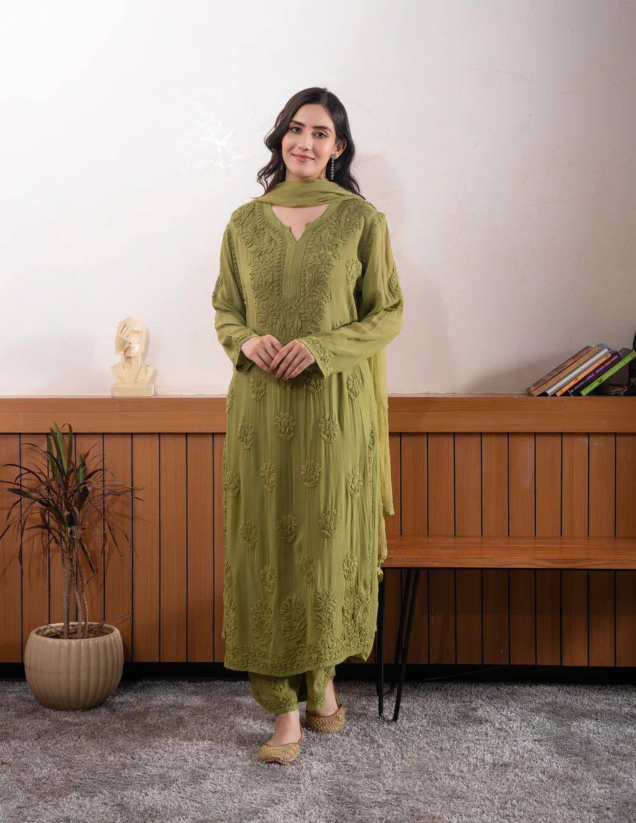 Embroidered Star Georgette palazzo suit set with dupatta - ETI-002 - product image 1