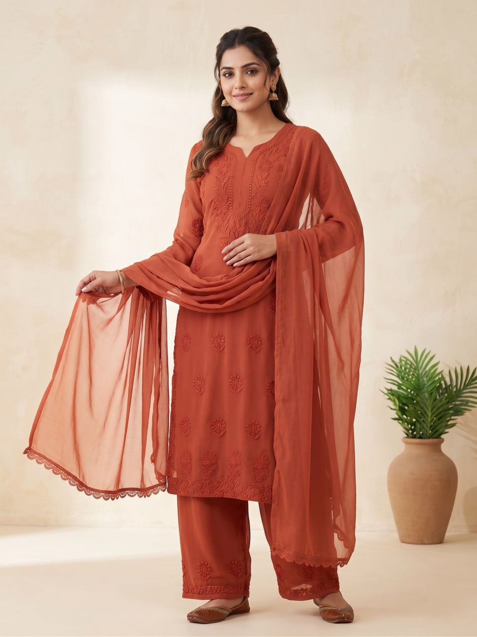Embroidered Star Georgette palazzo suit set with dupatta - ETI-002 - product image 5