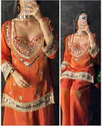 Real Mirror Work Fendy Silk Sharara Set